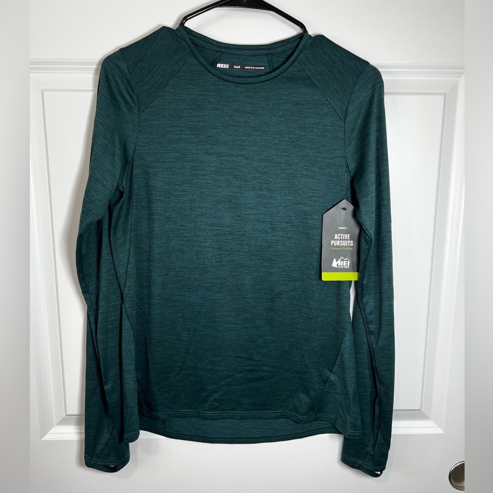 NWT REI Active Pursuit Long Sleeve Tech Shirt - Womens Small, Dark Teal